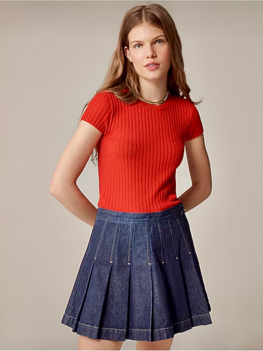 J. Crew pleated denim short skirt NWT